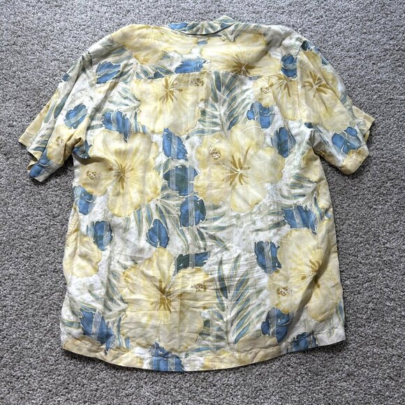 Tommy Bahamas Men's Sz Extra Large Yellow Casual Hawaiian Silk Floral - Picture 4 of 8